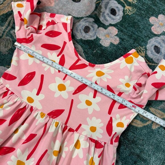 Hanna Andersson Dress Girls 6 Pink Red Floral Twirl Skater Floral Cotton Stretch - Picture 8 of 12
